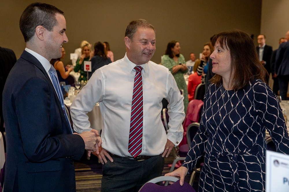 Mike Freer, Senior Manager @ BWCI talking with guests at Jersey Chamber of Commerce Lunch @ Radisson Hotel