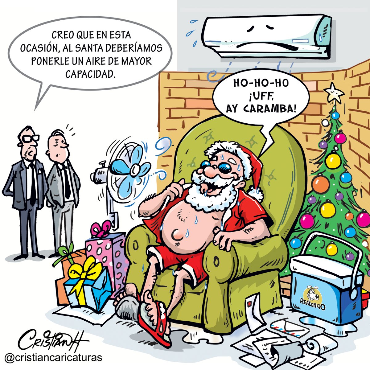 Mi caricatura del jueves 5 de octubre en el periódico @ElDia_do . . . #santicló #santa #navidadcaliente #calorazo #criscaricaturas #CimaSaborNavideño