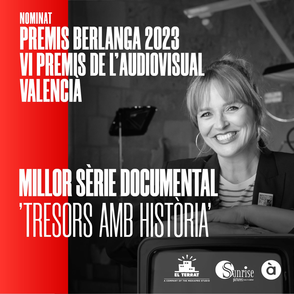 'Tresors amb Història' ha estat nominat a Millor Sèrie Documental als Premis Berlanga 2023, els Premis de l'Audiovisual Valencià. Moltes felicitats per a tot l'equip!