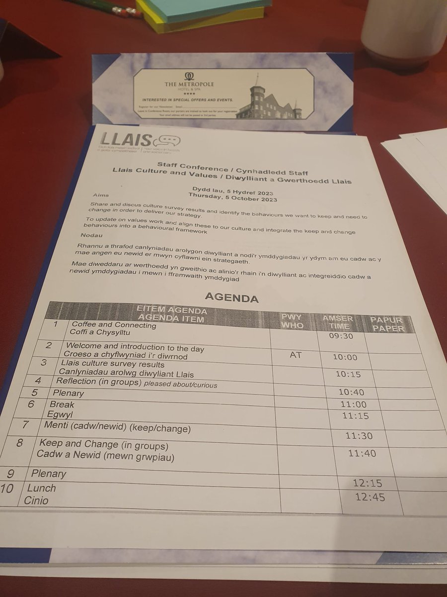 Llais_Wales's tweet photo. We're holding our first Staff Conference today at the @MetropoleHotel

Discussing our #Culture and #Values 

#Llais #YourVoice #RepresentingYou https://t.co/aqcZItLDhA