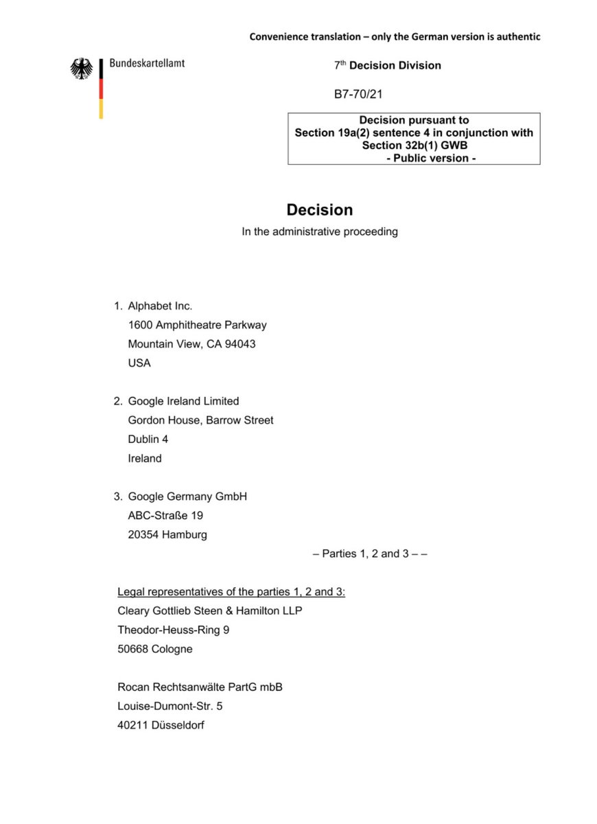If you believe in synergies between data protection law, privacy law, consumer law, and competition law, then this decision is for you: Bundeskartellamt gives users of Google services better control over their data. See lnkd.in/eRr6Uasn.