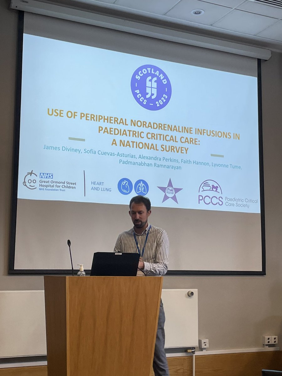 Peripheral noradrenaline use in PICU with <a href="/jediv/">James Diviney</a> 

<a href="/PICSociety/">Paediatric Critical Care Society</a> #PCCS2023