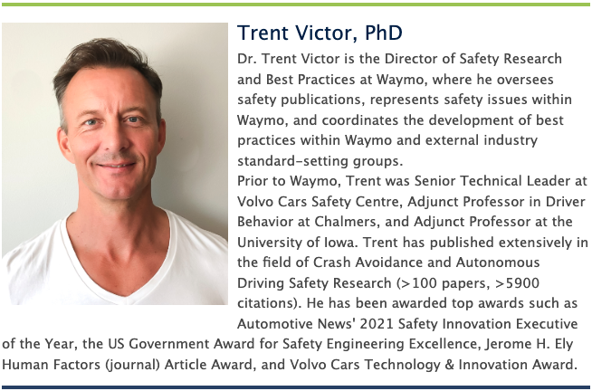 AAAM welcomes Dr. Trent Victor, Director of Safety Research &amp; Best Practices <a href="/Waymo/">Waymo</a> for today's keynote address which will look at the automated car company's Safety Impact Research #AAAM23 #RoadSafetyForAll