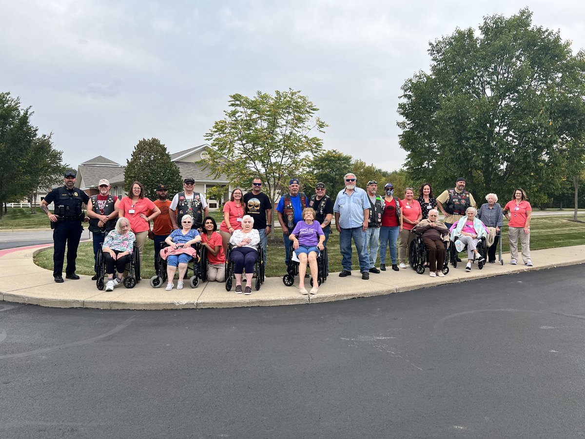 AvalonSpringsHC's tweet photo. This week we got to complete a Live A Dream for Eleanor. With the help of staff, @ValparaisoPoliceDepartment , @TheWallGang , our Avalon family members, and her own family we got to take her on her trip.🥳🏍️ #TrilogyBFF #LiveADream #ValpoLife https://t.co/zl1uAuLG9F