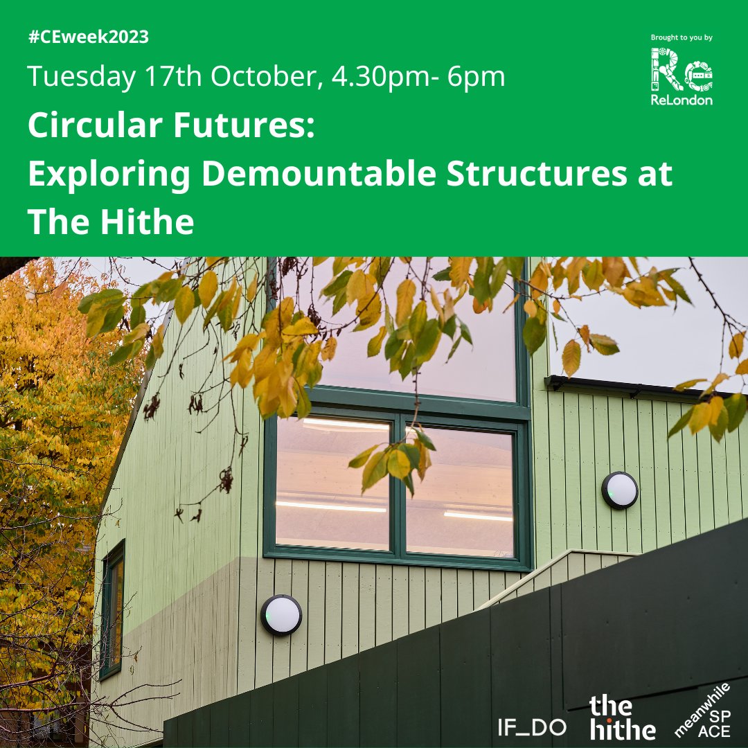 Join us at The Hithe for Circular Economy Week on Tuesday 17th October from 4.30pm-6pm for our event ‘Circular Futures: Exploring Demountable Structures at The Hithe’ focusing on Demountable Structures and sustainable design. eventbrite.co.uk/e/circular-fut…