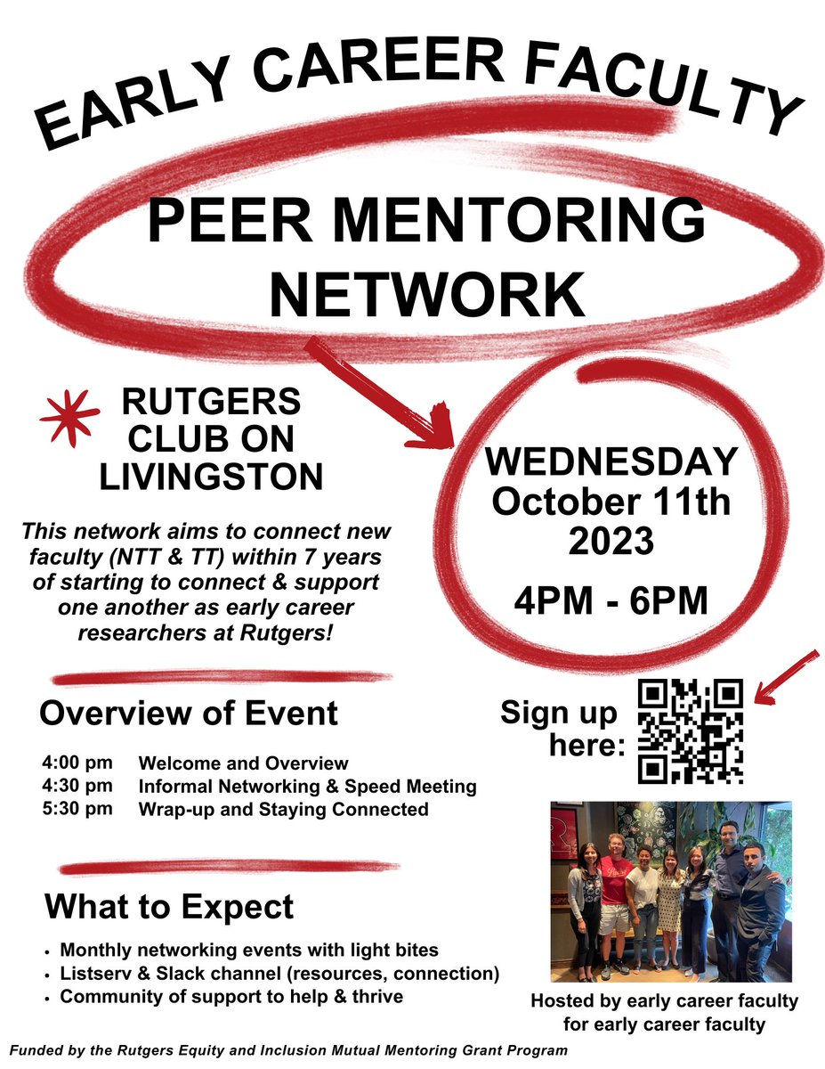 Are you an early career faculty member (NTT &amp; TT) looking for connection and support at @rutgersu? Discover what the Early Career Faculty Peer Mentoring Network can offer you at their upcoming reception!

🗓️ Oct. 11
🕓 4 to 6 pm
📍 The Rutgers Club

RSVP: go.rutgers.edu/ec-faculty