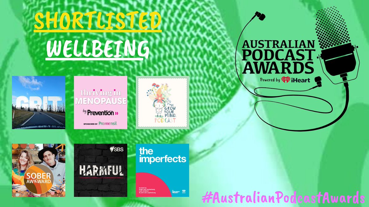 Australian Podcast Awards (@auspodawards) on Twitter photo Congratulations to:
<a href="/beyond_empathy/">beyondempathy</a>
<a href="/GrowYourMind2/">Grow Your Mind</a>
<a href="/SBSAudio/">SBS Audio</a>
Sober Awkward
<a href="/TheDailyAus/">The Daily Aus</a>
Next Media
Who are all shortlisted in the #AusPodAwards Wellbeing category Congratulations to:
<a href="/beyond_empathy/">beyondempathy</a>
<a href="/GrowYourMind2/">Grow Your Mind</a>
<a href="/SBSAudio/">SBS Audio</a>
Sober Awkward
<a href="/TheDailyAus/">The Daily Aus</a>
Next Media
Who are all shortlisted in the #AusPodAwards Wellbeing category