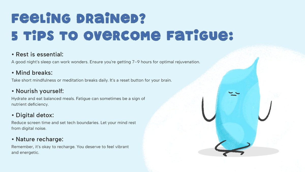 When dealing with #fatigue, we often forget the essentials – rest, nutrition, and taking care of our well-being, though it's the only way to recharge and overcome fatigue. Remember to sleep, eat properly, take breaks, and incorporate some mindfulness minutes into your routine.🧘