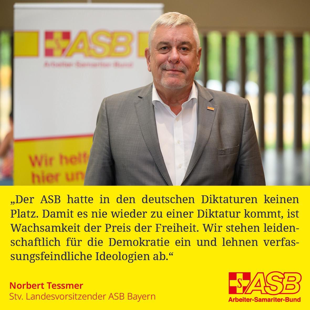 Im Rahmen unserer Wertekampagne im Vorfeld der Landtagswahlen meldet sich auch unser Landesvorstandsmitglied Norbert Tessmer deutlich zu Wort. 

#asb #asbbayern #asbhessen #demokratie #freiheit #landtagswahl #ltwby23