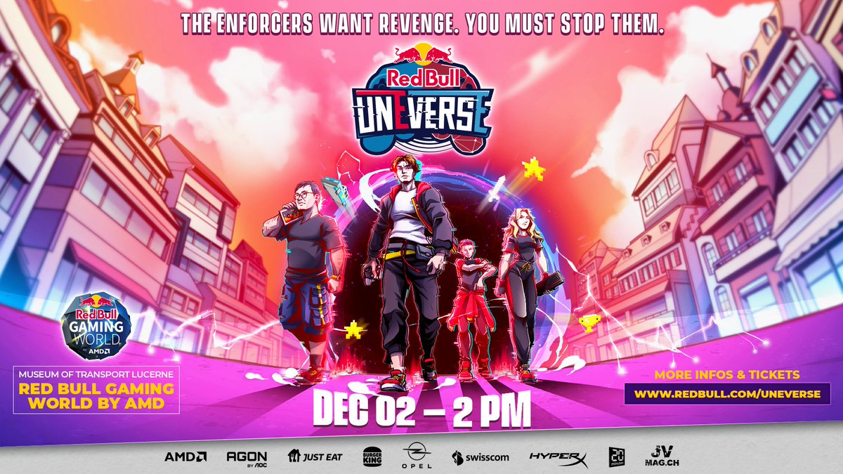 Red Bull UnEverse is back for its 2nd edition on 2 December 2023! 🚀 The Enforcers are back for revenge. Can you fight them back? Switzerland's blockbuster gaming event returns!😎 Don't miss out - mark your calendars! 🔥 #RedBullUnEverse

👉 redbull.com/uneverse