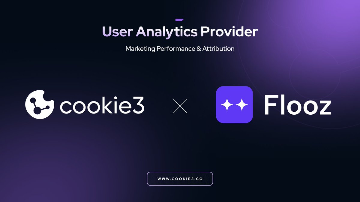 Cookie3 becomes a user analytics provider for @flooz_xyz 🚀 @flooz_xyz is a blockchain analytics platform that helps you invest with confidence. Empowering you to discover opportunities across DeFi, perform due diligence and instantly trade any digital asset across Ethereum,…