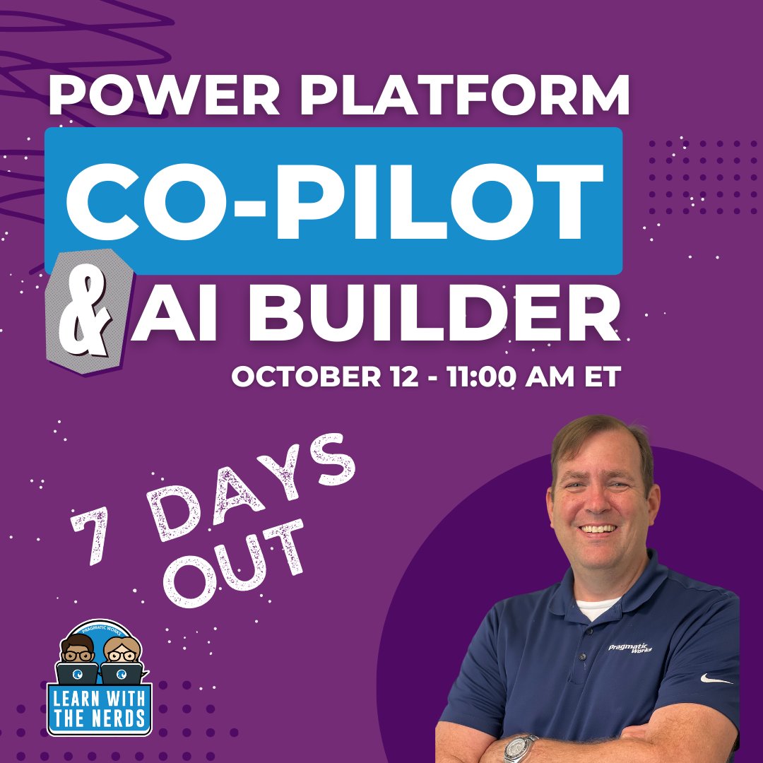 Don't miss out on your FREE chance to grow your skills. 

Discover how Power Platform Co-pilot and AI Builder can revolutionize your low-code development and data analysis through conversational AI. #PragmaticWorks #MicrosoftPartner #AI

Sign up: bit.ly/3LEC1UJ