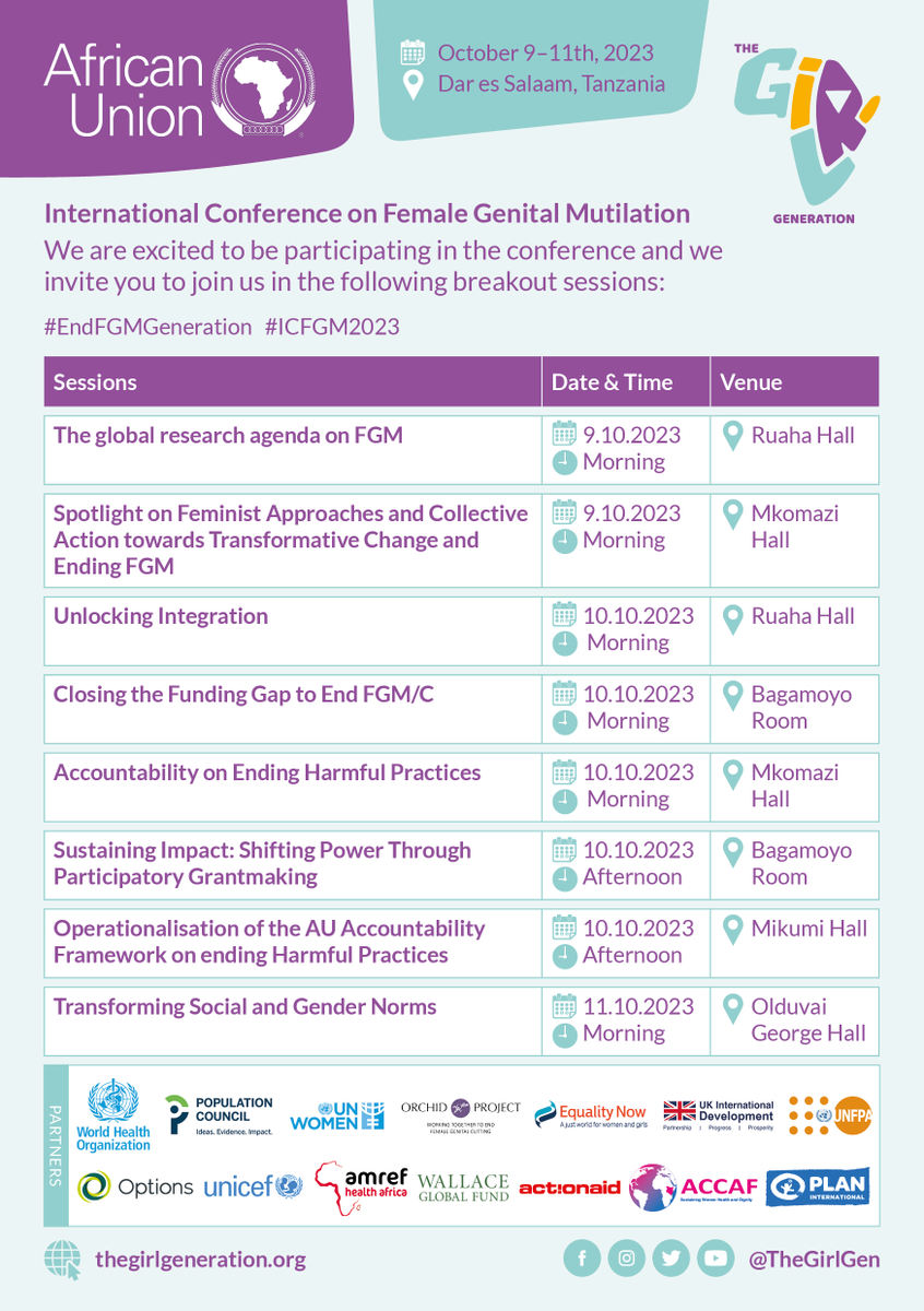 TheGirlGen's tweet photo. Join us @_AfricanUnion conference on #EndFGM @FCDOGovUK @WallaceGlobal @GPtoEndFGM @unwomenafrica . We are looking forward to a time of exchanging learnings and evidence as we work toward #EndFGM in this generation #EndFGMGeneration @BornSaleema https://t.co/rGWNxUjwlR
