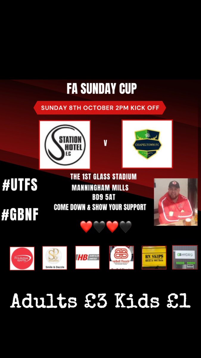 StationFC2's tweet photo. Big game this weekend for the lads. Come along and show your support ❤️🖤 #UTFS #GBNF https://t.co/QY5ZHoZDTd