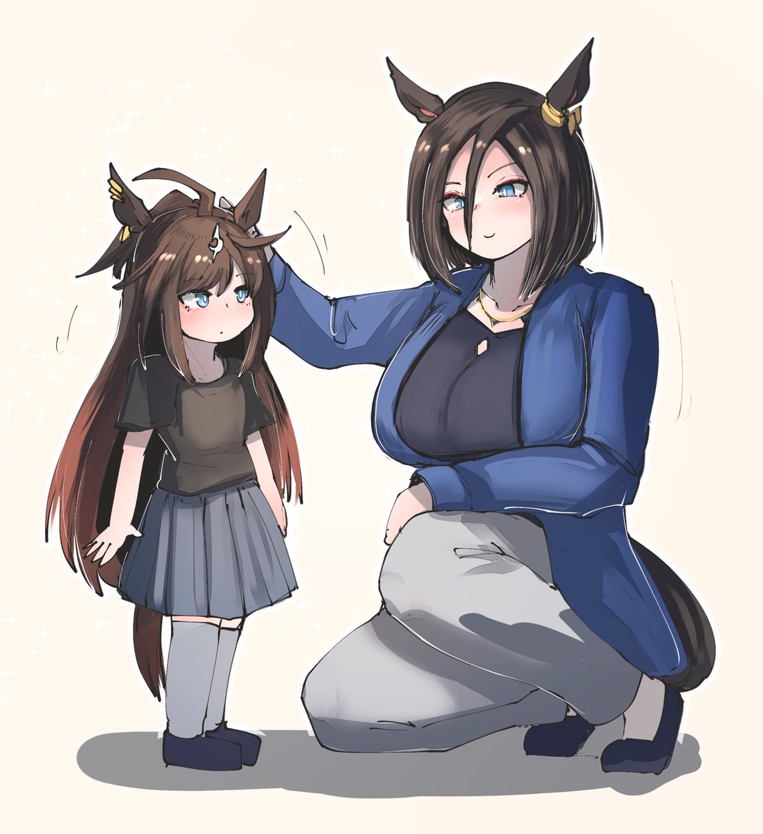 ウマ娘「ドゥラメンテのキャラ紹介エアグルーヴとは幼い頃から親交がある(エアグルーヴが幼い」|かにさわ🦀skeb🎨のイラスト