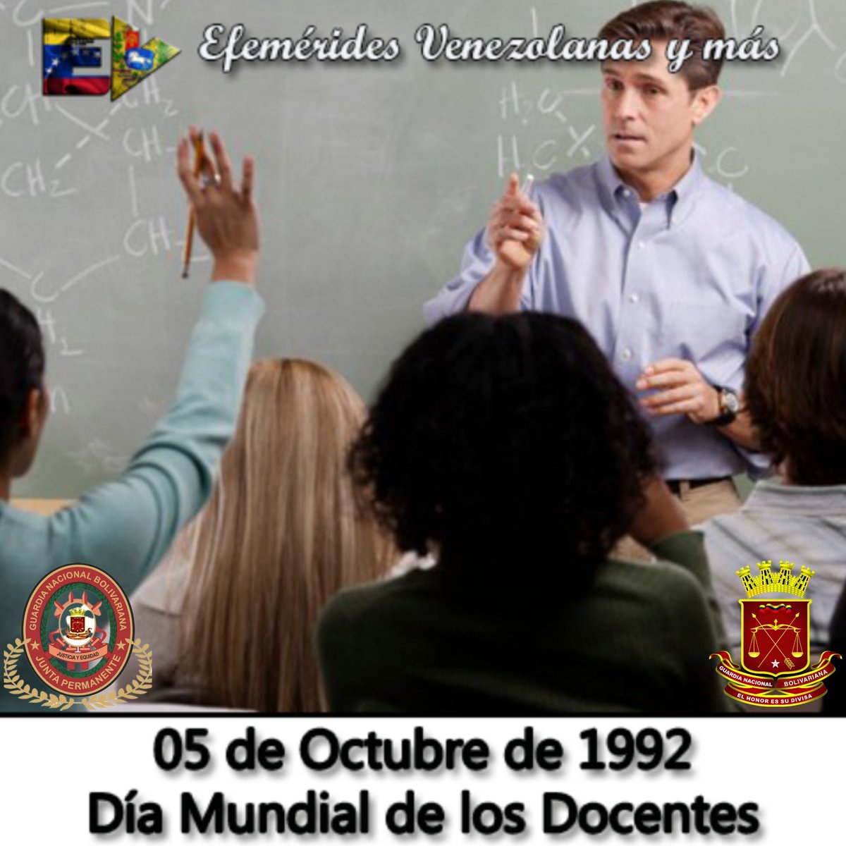 El Día Mundial de los Docentes, celebrado anualmente el 5 de octubre desde 1994, conmemora el aniversario de la suscripción de la Recomendación UNESCO/OIT relativa a la Situación del Personal Docente en 1966.
