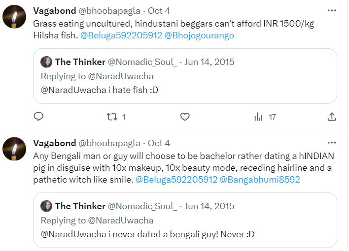 Nomadic_Soul_'s tweet photo. Apparently, a 9 year old tweet of mine has been digged up and the abusive words hurled at me are crossing its limit now. I haven't used a single bad word and have tried to end it. But this aint stopping. Kindly report @bhoobapagla. Attaching screenshots. https://t.co/81zN7K3bSE