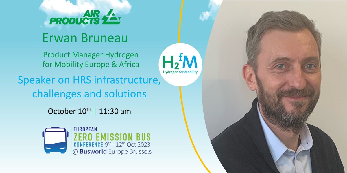 AirProducts_EU's tweet image. On October 10th, Erwan Bruneau will participate in a panel on HRS infrastructure, challenges and solutions at the @ZEBConference in @brussels_expo. 

We will be available to meet you on our Air Products stand (Hall11 / Booth 1165A) at the  exhibitions.

#hydrogen #Fuelcellbus