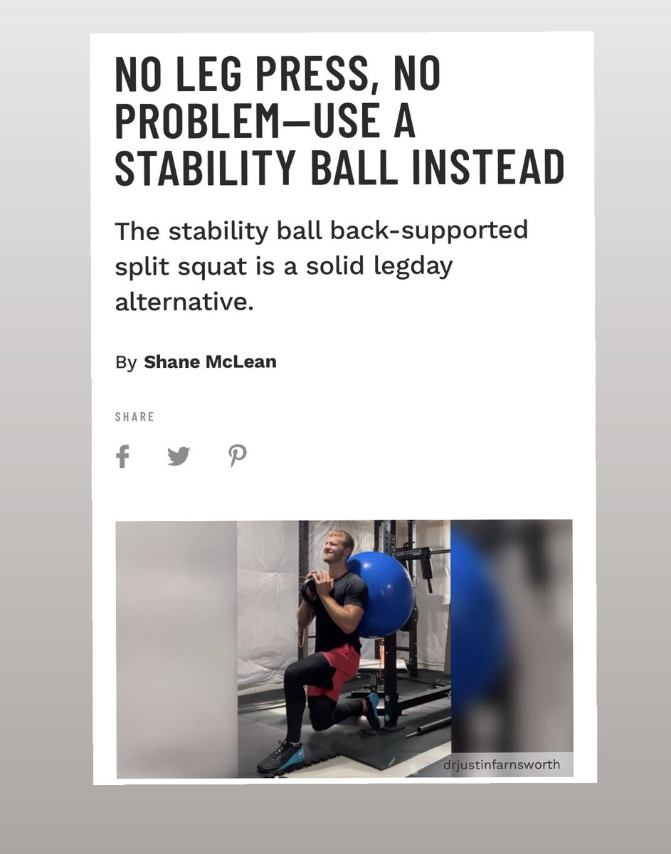 muscle_fitness's tweet photo. NO LEG PRESS, NO PROBLEM—USE A STABILITY BALL INSTEAD
The stability ball back-supported split squat is a solid legday alternative.
By Shane McLean
Read Article https://t.co/UWSu9JhbKW  #stabilityball #splitsquats #exercise #exercisetips #splitsquatvariation #workout https://t.co/BY0ZGTrmTG