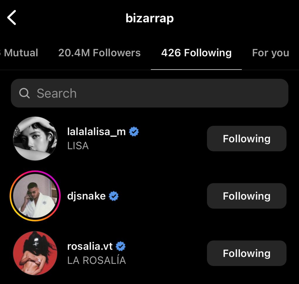 LaliceUpdates's tweet photo. Famous Argentine DJ &amp; Record Producer, BIZARRAP is following #LISA on IG. https://t.co/f6879bFBHd