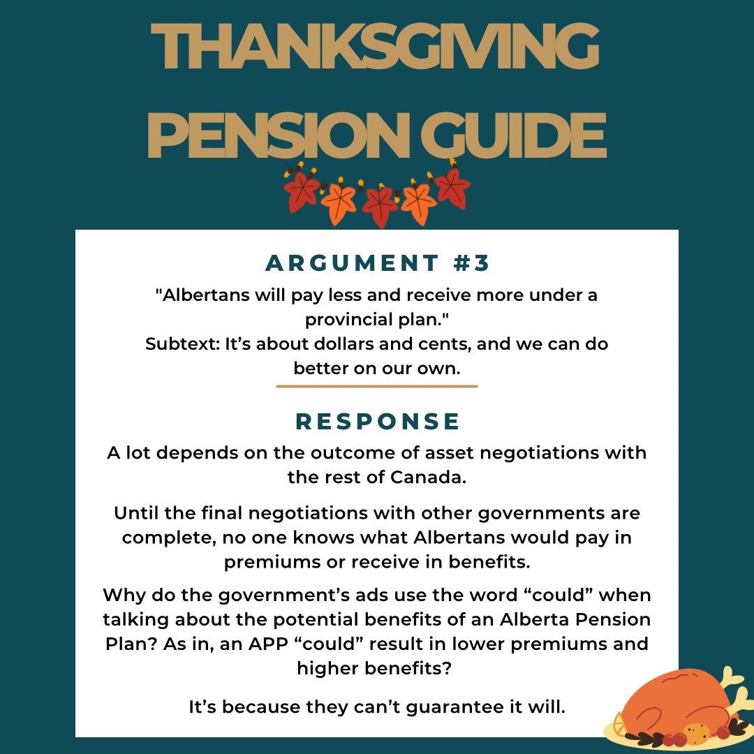 DrJaredWesley's tweet photo. What's the rule? No politics or religion around the dinner table?

That's going to be tough if you live in Alberta this Thanksgiving. 

I teamed up with @TheTyee and @TheBreakdownAB to help you keep your pension discussions on the right track. 

🔗https://t.co/YSbvTMjRPN #ableg https://t.co/sAb0xisGBz