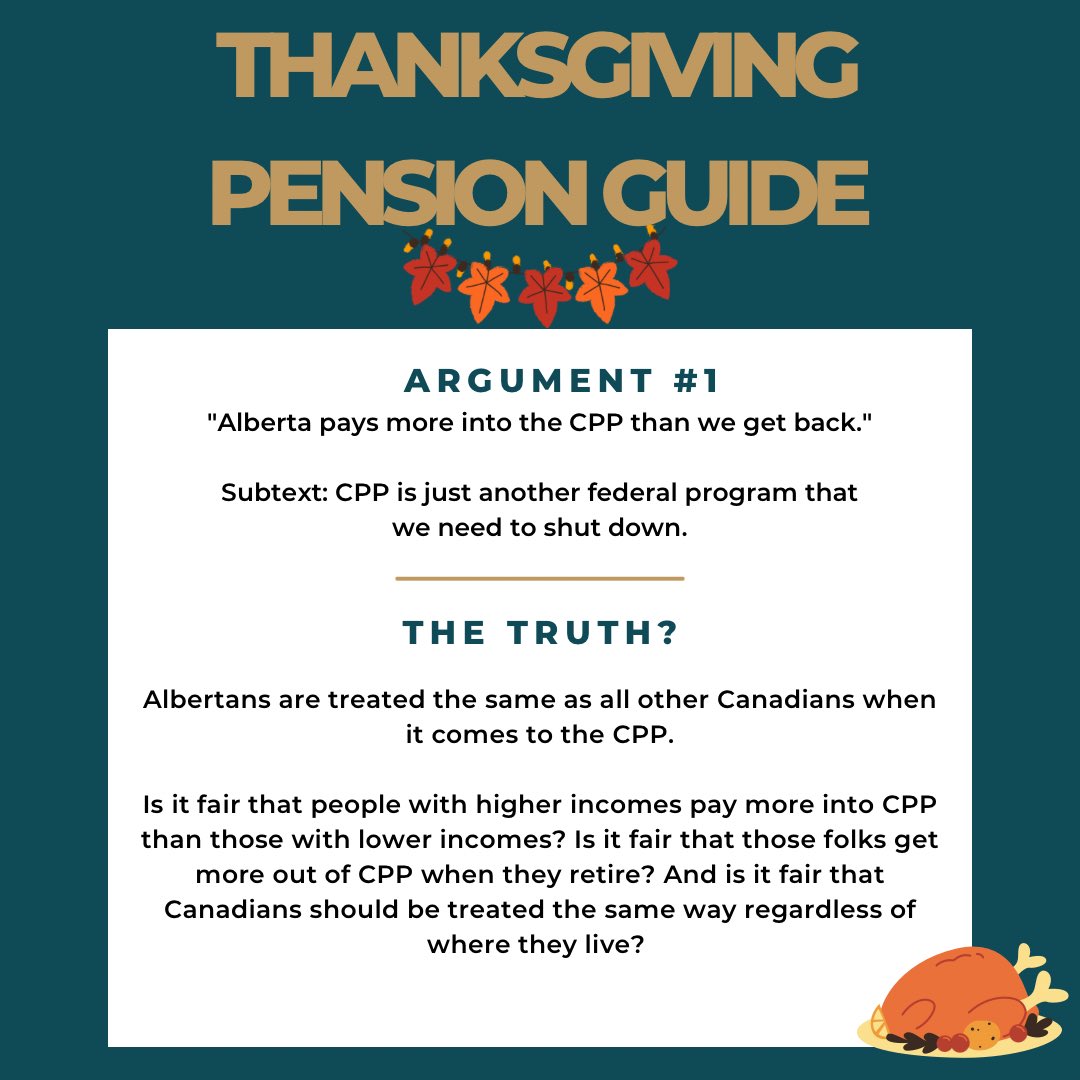 DrJaredWesley's tweet photo. What's the rule? No politics or religion around the dinner table?

That's going to be tough if you live in Alberta this Thanksgiving. 

I teamed up with @TheTyee and @TheBreakdownAB to help you keep your pension discussions on the right track. 

🔗https://t.co/YSbvTMjRPN #ableg https://t.co/sAb0xisGBz