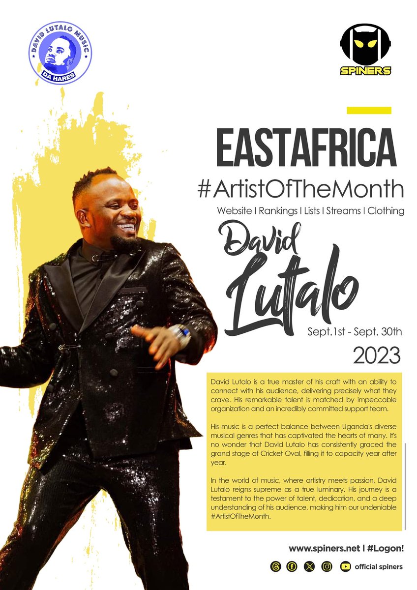 shinewittwinkle's tweet photo. David Lutalo is a true master of his craft with an ability to connect with his audience. His talent is matched by impeccable organizatn &amp; committed support team. His music is a perfect blc btn Ug's diverse musical genres. He reigns supreme as a true luminary. #ArtistOfTheMonth https://t.co/o6G83QvnTJ