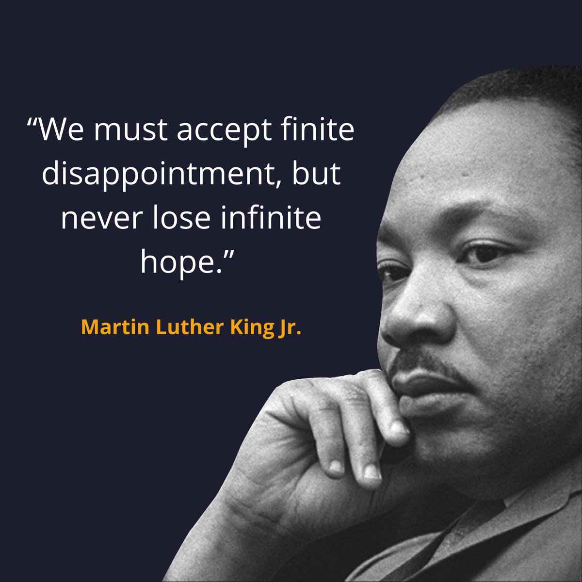 Martin Luther King Jr. reminds us that in the face of disappointment and adversity, our hope should remain unwavering. 
#InfiniteHope #MartinLutherKingJr #NeverLoseHope #StayPositive #Resilience #BelieveInYourself #Inspiration #KeepTheFaith #InnerStrength #Perseverance