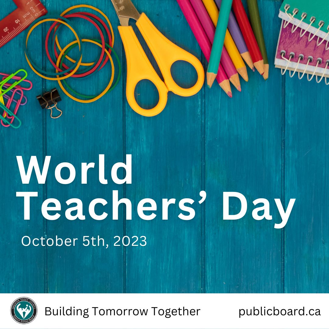 gecdsbpro's tweet photo. Happy World Teachers' Day to all GECDSB educators! Thank you for your dedication and the incredible work you do to serve our students and their families. We also thank those who work alongside teachers every day. Education would not be possible without support and collaboration! 🍎🍏