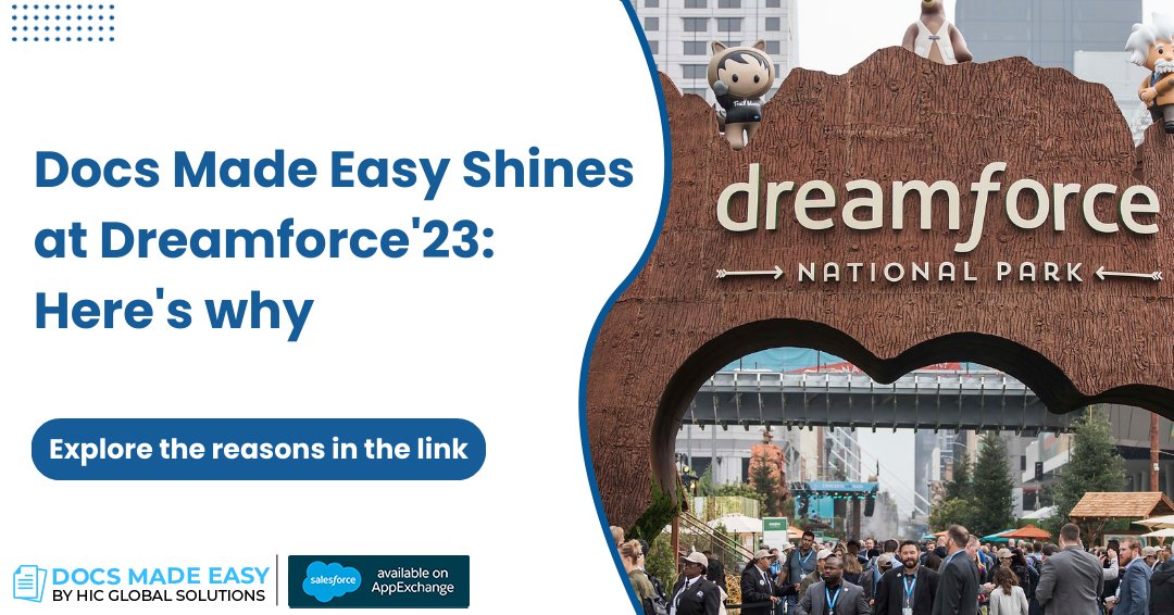 MadeDocs's tweet photo. The popular #document generation #app Docs Made Easy, generated quite a stir at the Dreamforce' 23 #event, and it's no surprise why. Click here to know what the buzz is about! https://t.co/HnsmvC3HNR @salesforce @salesforcedevs #salesforce #docsmadeeasy #data #generation  #team https://t.co/nZVLd6pPre