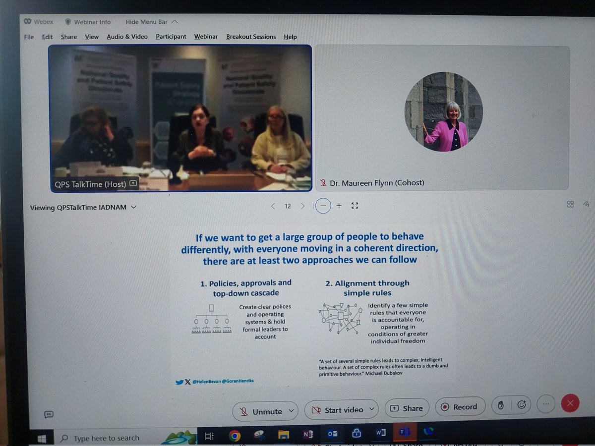 juanitaguidera's tweet image. Love the concept spoken about by @HelenBevan re impact of using minimum specifications in healthcare on @QPSTALKTIME. The 7 simple rules for leaders make such sense! There&apos;s an excellent #liberatingstructure called minimum specifications for anyone interested in getting started.