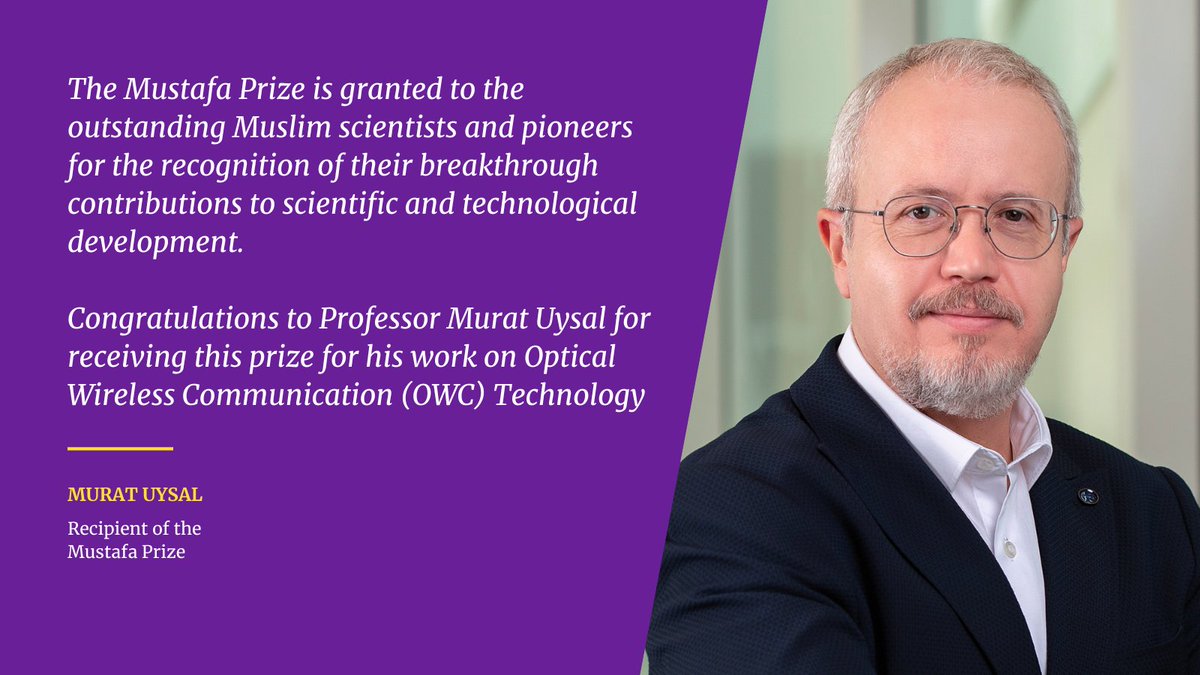 NYUADEng's tweet photo. Congratulations Professor Murat Uysal, for receiving the prestigious Mustafa Prize for his work on Optical Wireless Communication (OWC) Technology! #MUSTAFAPRIZE https://t.co/yOYqnaSSlW