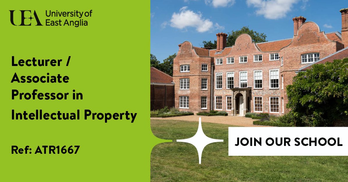 We are hiring!   

Lecturer / Associate Professor Intellectual Property Law  
vacancies.uea.ac.uk/vacancies/271/…