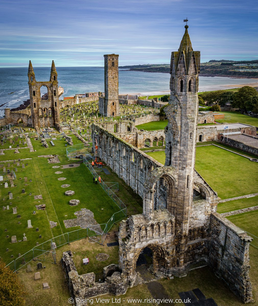 risingviews's tweet photo. 📷 Captured the Beauty of St. Andrews Cathedral Restoration 📷
Hey fellow history enthusiasts!
I had the incredible opportunity to capture this stunning drone photograph of St. Andrews Cathedral in Scotland. 📷 The image beautifully portrays the ongoing restoration work happening at this iconic historical site.
While the ruins of St. Andrews Cathedral are open for exploration, you'll notice the protective fences surrounding the walls of the Cathedral. These are in place to ensure safety during the restoration process. Additionally, a section of the graveyard and several unstable gravestones have been fenced off for the same reason. We want to preserve the site's historical significance while ensuring everyone's well-being.
It's heartening to witness the efforts being made to safeguard our heritage. Let's keep a watchful eye on this incredible restoration journey! 📷

#StAndrewsCathedral #Restoration #ScotlandHistory #DronePhotography #HistoricalPreservation #HistoricalSite #CathedralRestoration #HeritageProtection #HistoricalRuins #ProtectiveFences #GraveyardPreservation #PreservingHistory #HeritageConservation #ScottishHeritage #HistoricalRestoration #CathedralConservation #HistoryEnthusiasts #StAndrews #ScotlandCulture #RestorationJourney