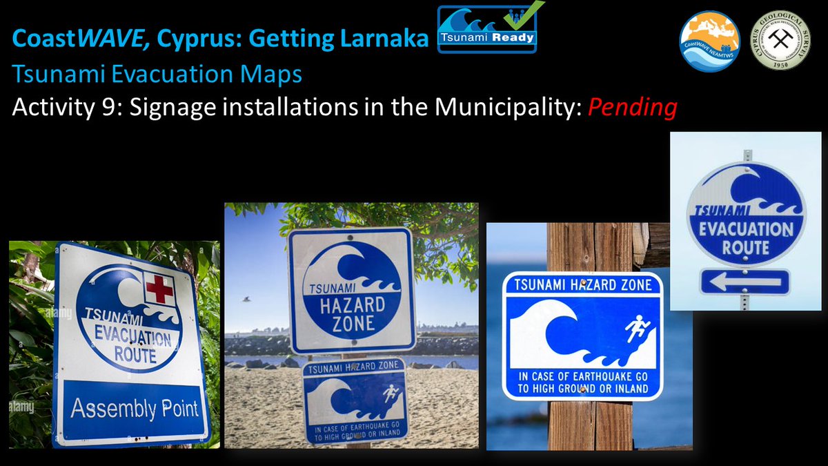 Οι χάρτες εκκένωσης θα τελικοποιηθούν από πλευράς μας τέλος Νιόβρη και θα δωθούν στο <a href="/DimosLarnakas/">Larnaka Municipality</a> για έγκριση.
Μετά τα εγκατασταθούν σημάνσεις σε όλη την πόλη για να γνωρίζει ο κόσμος τις διαδρομές διαφυγής και σημεία συγκέντρωσης, όπως και ενημερωτικά πάνελς με τους χάρτες και