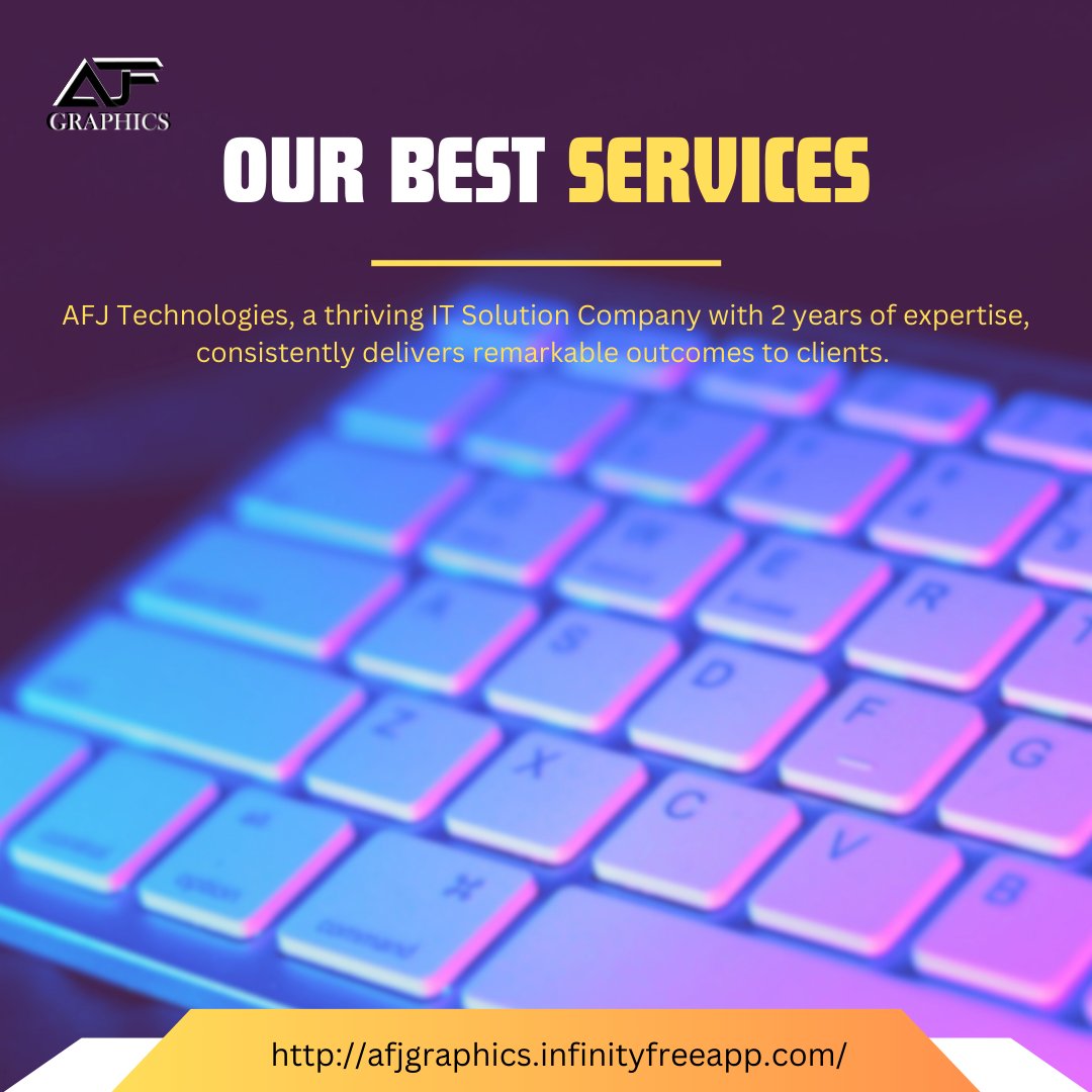 AFJSolutions's tweet image. Introducing AFJ Solutions - Your IT Services Partner! 💼💻
🌐 Services
Web Dev & Design
Data Analytic
IT Consulting
🤝 Why Us? ✨ Expertise 💡 Innovation 🌍 Global Reach 💯 Customer Satisfaction
Let's elevate your business together! Contact us today. 🚀 #AFJSolutions #ITServices