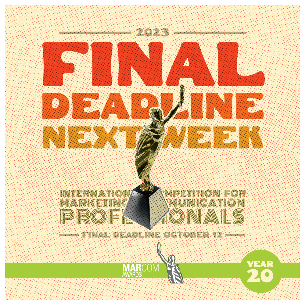 Last chance, only ONE more week! Final Deadline October 12th. More info: marcomawards.com