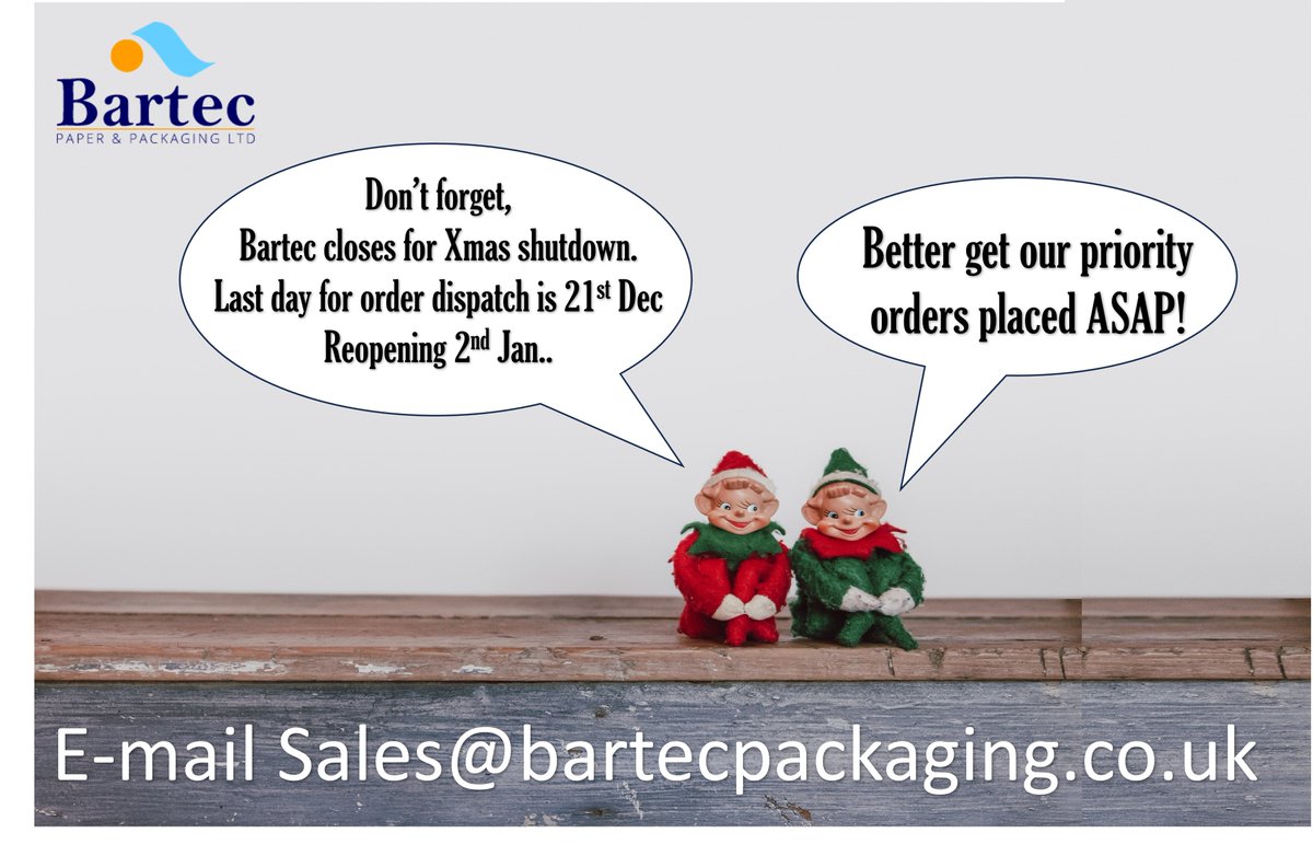 BartecPackaging's tweet photo. Christmas Order Reminder! #Bartec #Foodpackaging #Bespoke #Cushionpads #confectionery #Bakery #Dairy #ovtene #delicatessen #Glassine #greaseproof #sustainable #Christmas https://t.co/AjMb5nO0oj