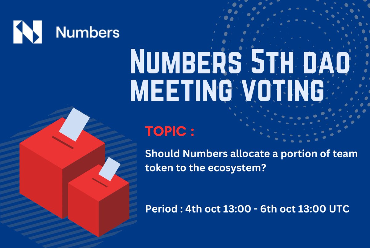 heyabhishek_'s tweet photo. Hey #NUMARMY 👋
Numbers 5th Dao voting meeting is now live!
Participate & share your thoughts and stand a chance to be one of the 5 random voters who will share 1K $NUM
Vote here :
https://t.co/0nJuMV0sHS
#Web3 $NUM #NumbersProtocol https://t.co/ijiS9mNeco