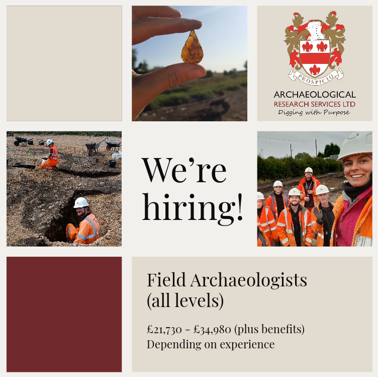 **Field archaeologists at all levels needed**

Do you have a passion for digging and exploring the past? Come and join our award-winning team and see what you can find!

archaeologicalresearchservices.com/current-vacanc… 

#Sheffieldjobs #Hebburnjobs #Bedfordjobs #Salejobs #Manchesterjobs #PeakDistrict