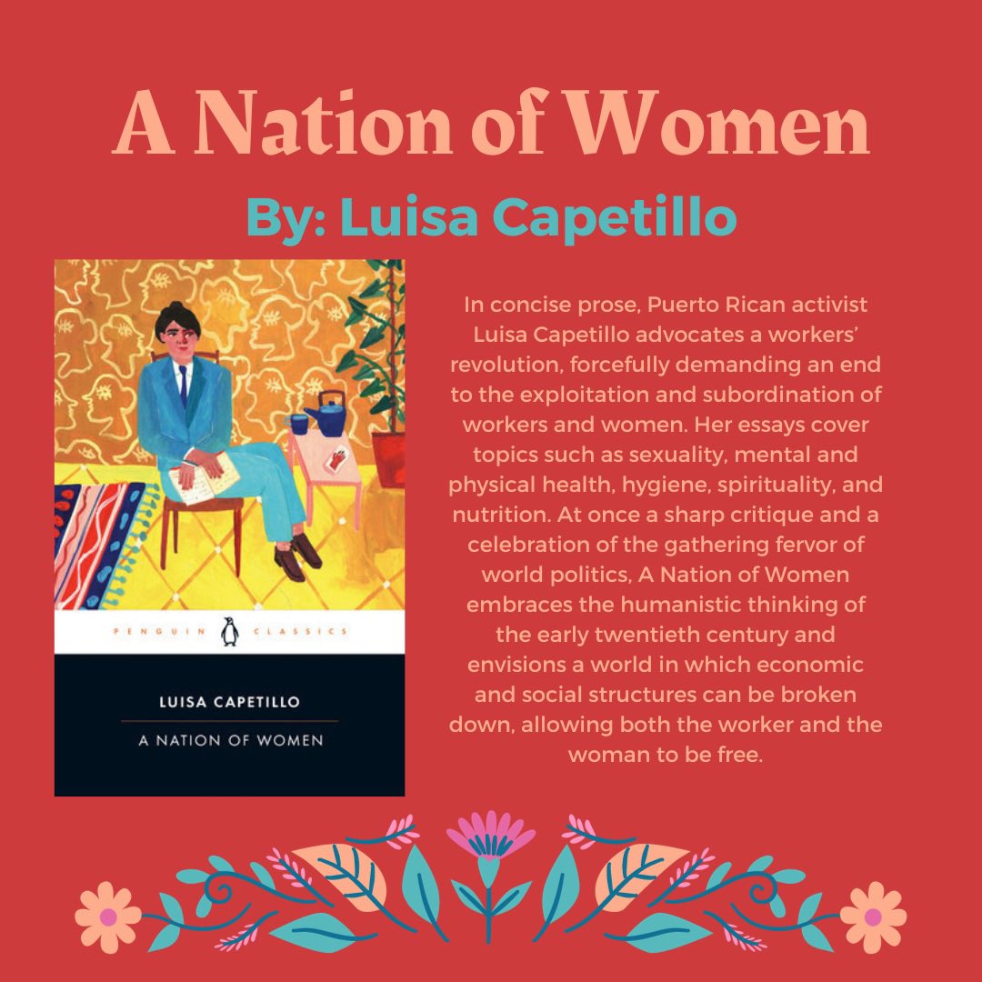Elon students! Happ #pageturningtuesday, this week let's celebrate by reading 'A Nation of Women' by Luisa Capetillo as a part of Hispanic Heritage Month! Happy reading!!
#eloneng #hispanicheritagemonth #elonuniversity
