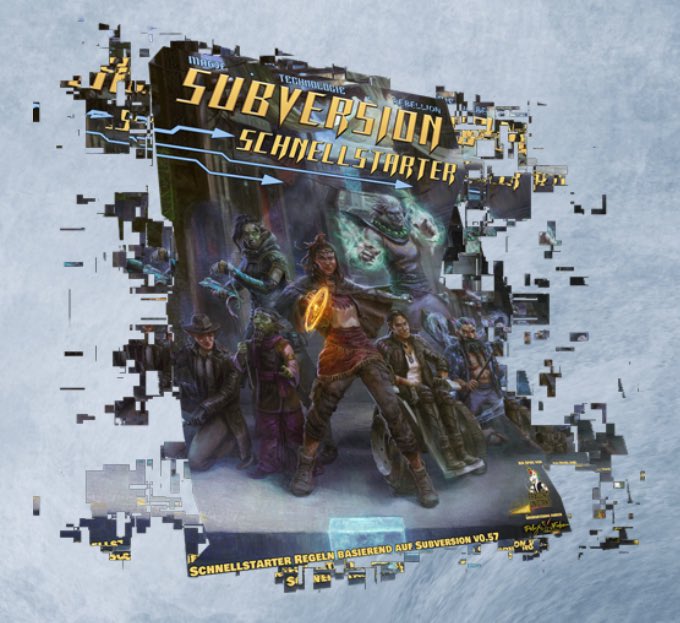 FragginUnicorns's tweet image. A hello from Essen (GamesCon) from @SchroedingersI and the Polyfeder Team. They are promoting the #SubversionRPG quickstart rules in german!!!