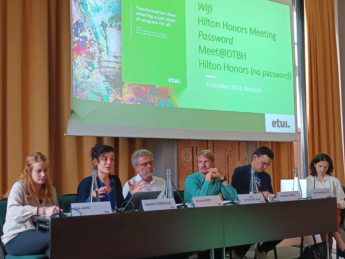 ETUI_org's tweet photo. Original & exciting perspectives from the final panel of our #TransformativeIdeas conference on Democracy at work as a means to citizen empowerment π
π³οΈ #Capitalism needs to be recognised as a regime of a government and #workers as citizens who should have rights within the #workplace
@Ferreras_Isa
π± Time for grassroots #ecological strategies to be embedded in production processes led by workers themselves
@claudedidry
π· The #JustTransition debate is not just about the number of jobs to be destroyed or created but also about structural changes in the world of #work
@BenjaminDenis_
πͺ§ Trade unions are schools of #democracy and ships of emancipation - union members are more likely to be engaged citizens
@Stan_ds
β We should not be afraid to use the word #conflict and remember that the #LabourMovement needs to fight for true democracy
@TeaJarc
#TransformativeIdeas
βΉοΈ https://t.co/Ky3ZS9hLgr
πΊ https://t.co/a1MlJK6WFQ
π https://t.co/8a8Yyyj8g3