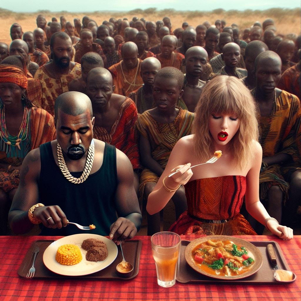 🔴ULTIMA HORA: Kanye west y Taylor Swift comen en frente de personas hambrientas en africa