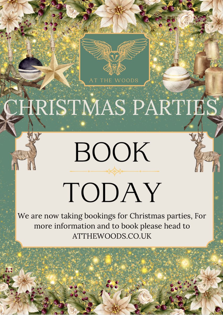 A truly magical place to eat a Christmas dinner with your friends & colleagues! At Restaurant at The Woods, choose from a 'Forest Feast' (2 or 3 courses) or a 'Christmas Buffet'. For the menu & to book 👉atthewoods.co.uk Special offers for bookings before October 15th