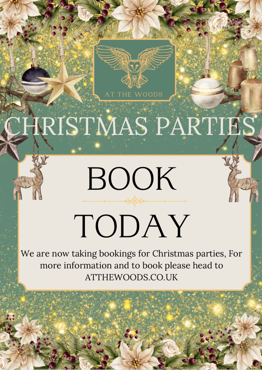 A truly magical place to eat a Christmas dinner with your friends &amp; colleagues! At Restaurant at The Woods, choose from a 'Forest Feast' (2 or 3 courses)
or a 'Christmas Buffet'. For the menu &amp; to book 👉atthewoods.co.uk

Special offers for bookings before October 15th