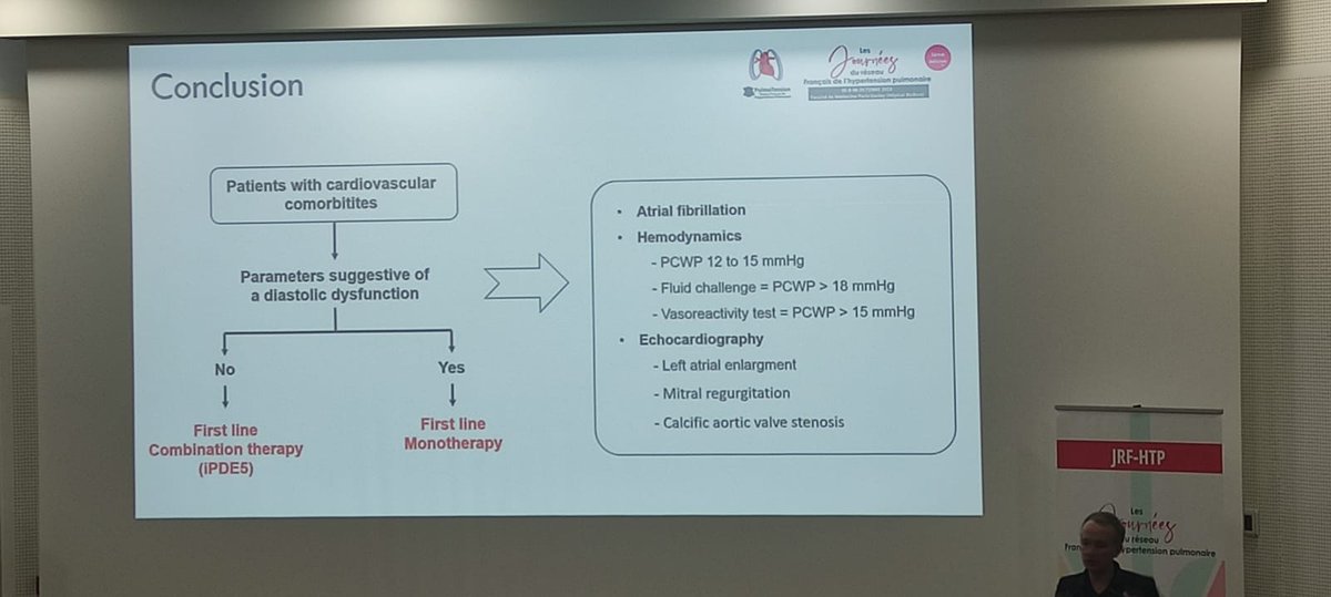 RespiFIL's tweet image. 🔴 [#JRFHTP]  Session III : Le Pr. @SavaleL présente différentes études pour appuyer l&apos;algorithme de prise en charge des patients #HTAP ayant des #comorbidités cardiovasculaires 🫀 @pulmotension