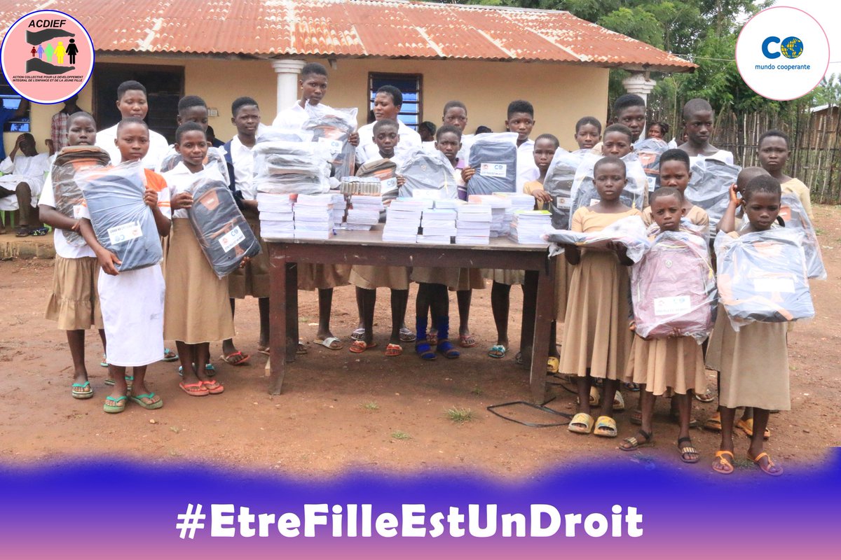 acdief's tweet photo. PROJET ÊTRE FILLE EST UN DROIT (Assistance aux Jeunes Filles en milieu scolaire pour la Lutte Contre le Mariage Précoce)
Remise de Kits scolaires aux jeunes filles de la commune de Blitta3
Merci à notre partenaire @mundocooperante
#Acdief #MundoCooperante #EtreFilleEstUnDroit https://t.co/1RbC0caWGk