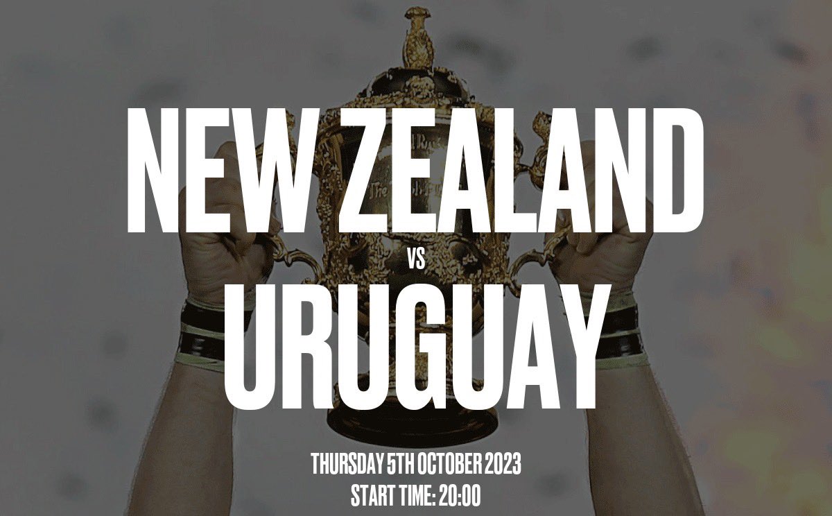 We'll be showing New Zealand vs Uruguay later on tonight!

#RWC #RWC2023 #rwc2023france #rugbyworldcup #RugbyWorldCup2023 #rugbyworldcup2023france #therugbylove #loverugbyloveyoungs