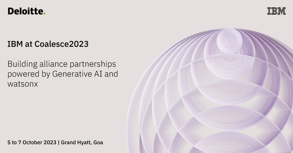 🗓 Join us at @Deloitte's #Coalesce2023! Explore how #digitaltransformation is the default mode, spurred by advances in #AI, with our strategic partnership with #Deloitte. Redefine the future with AI-powered solutions: ibm.co/3PHyEh1 #IBM #IBMPartners #AIforBusiness